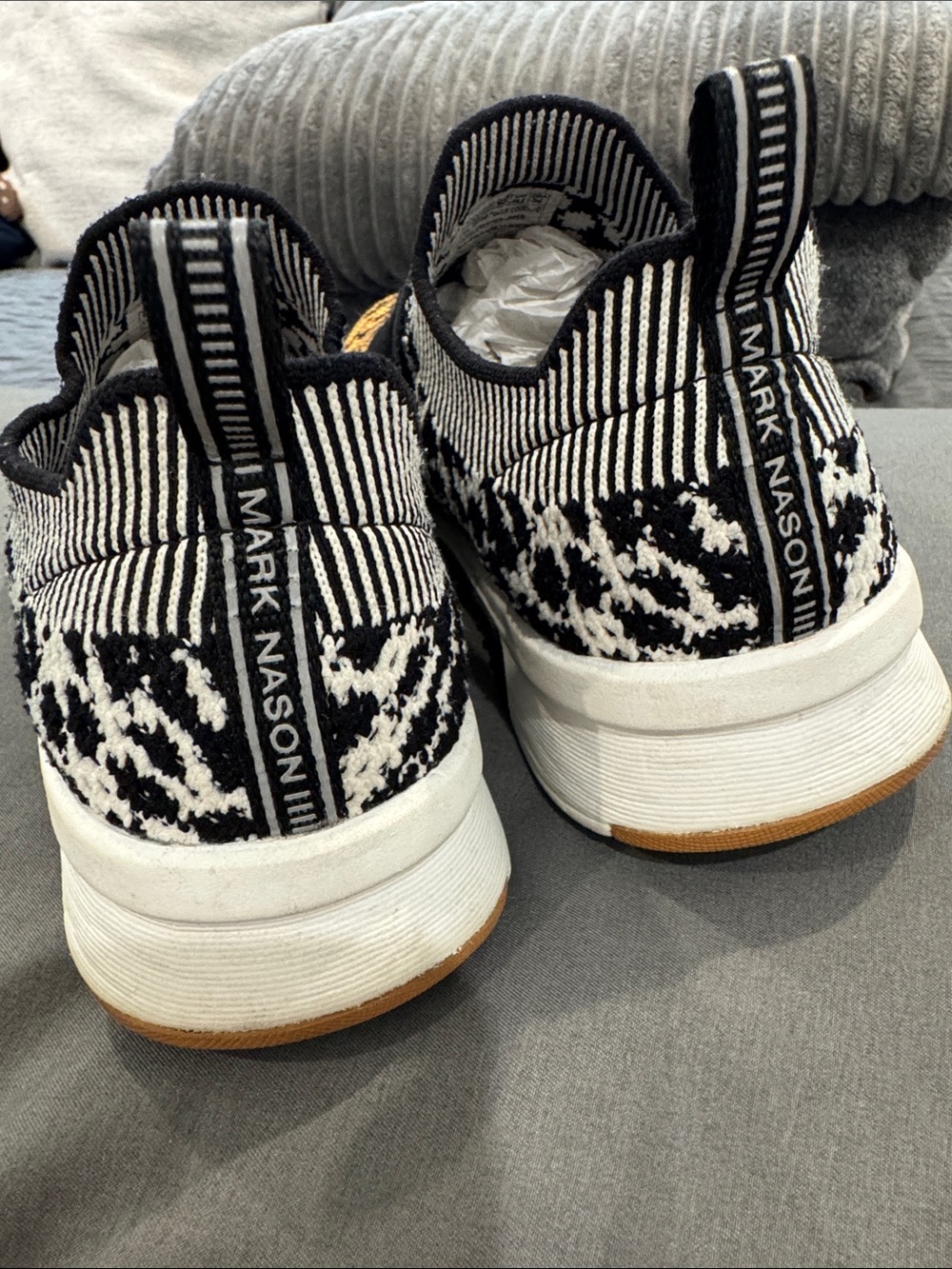 Mark Nason Slip-On Sneakers in Black and Yellow Knit - Picture 7 of 7